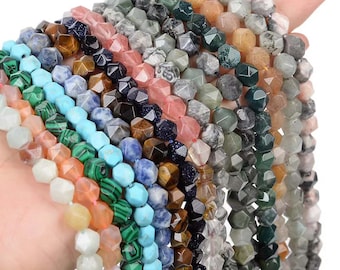 Natural Cherry Quartz,Grass agate,Bamboo agate,Lapis Lazuli,Mookaite Jasper,Goldstone Star Cut Faceted beads supply 15"strand 6mm 8mm 10mm