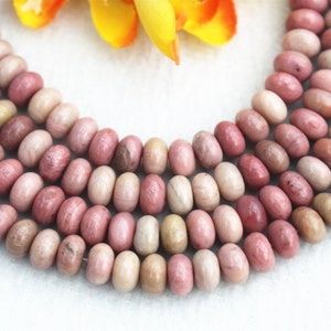 Natura Pink Rhodonite Rondelle beads 4x6mm 5x8mm Pink Rhodonite beads wholesale,Pink Rhodonite beads supply 15&quot; strand
