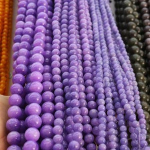 Purple Mountain Jade Smooth Round beads Purple Jade beads,Mountain Jade beads Candy Jade beads 15&quot; strand DIY Handmade Jewelry 4mm-12mm