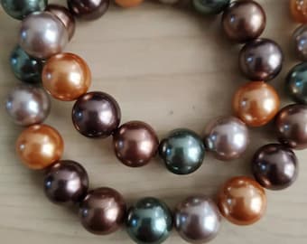 South Mixed color Sea Shell Pearls Round Beads, 6mm 8mm 10mm 12mm Sea Shell Pearls Beads,supply 15"strand