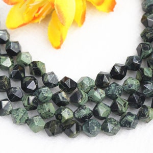 Natural AA Star Cut Faceted Kambaba Jasper Smooth Round beads 4mm 6mm 8mm 10mm 12mm Kambaba Jasper beads wholesale,beads supply 15&quot; strand