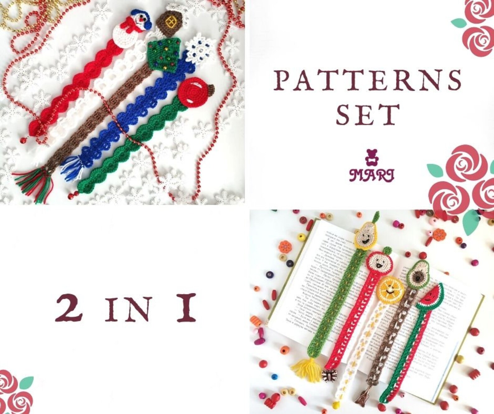 Crochet bookmarks patterns SET 2 collections of bookmarks Etsy