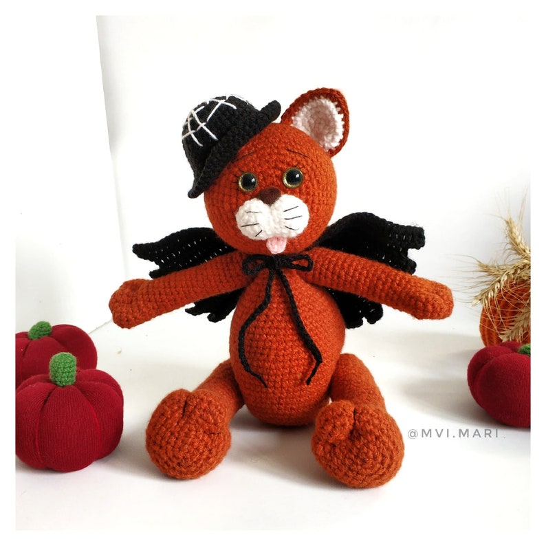 Crochet cat in the costume of a bat PATTERN amigurumi toy Etsy