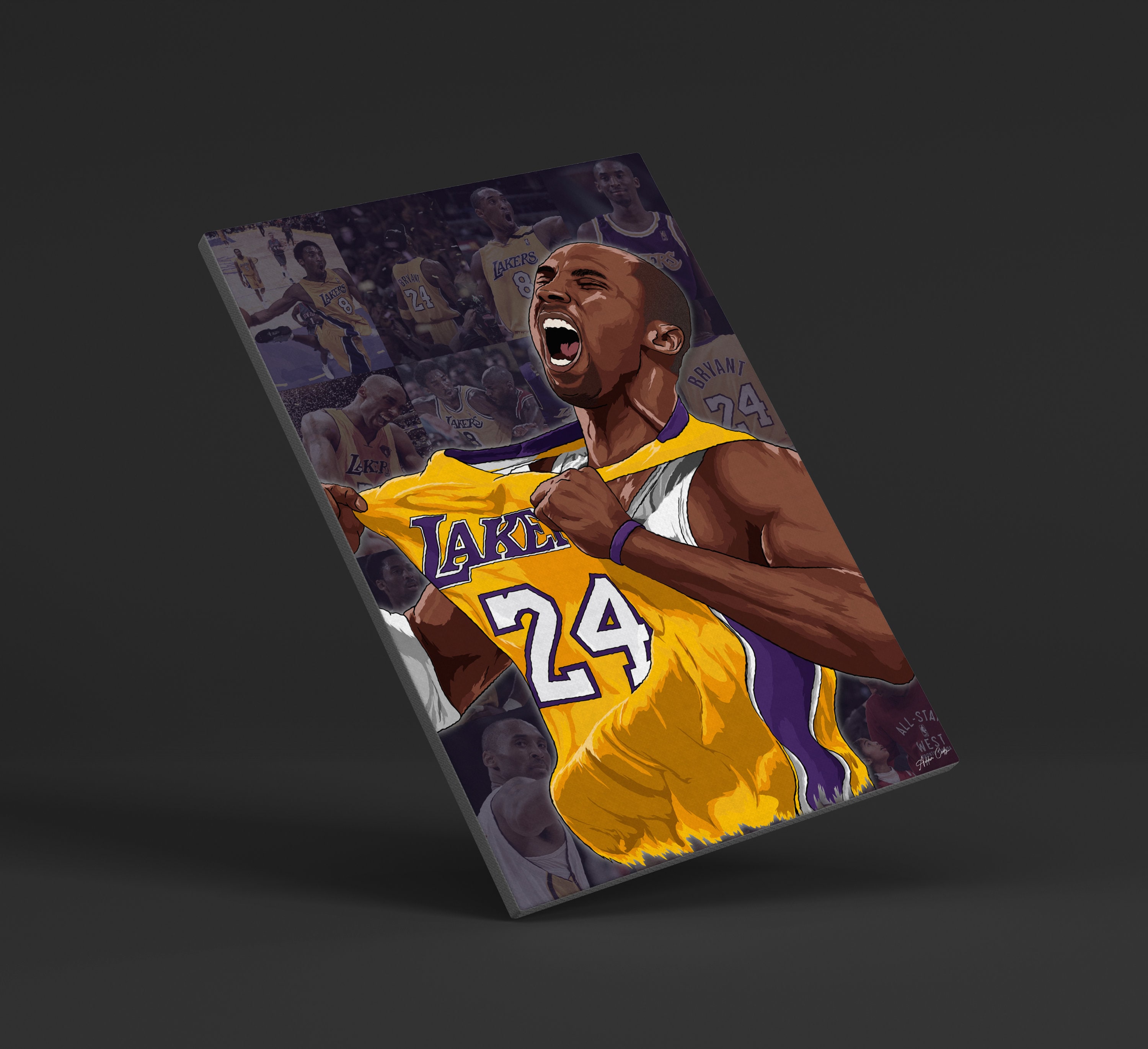 Kobe Bryant Handdrawn Art Canvas Framed Canvas Poster Etsy