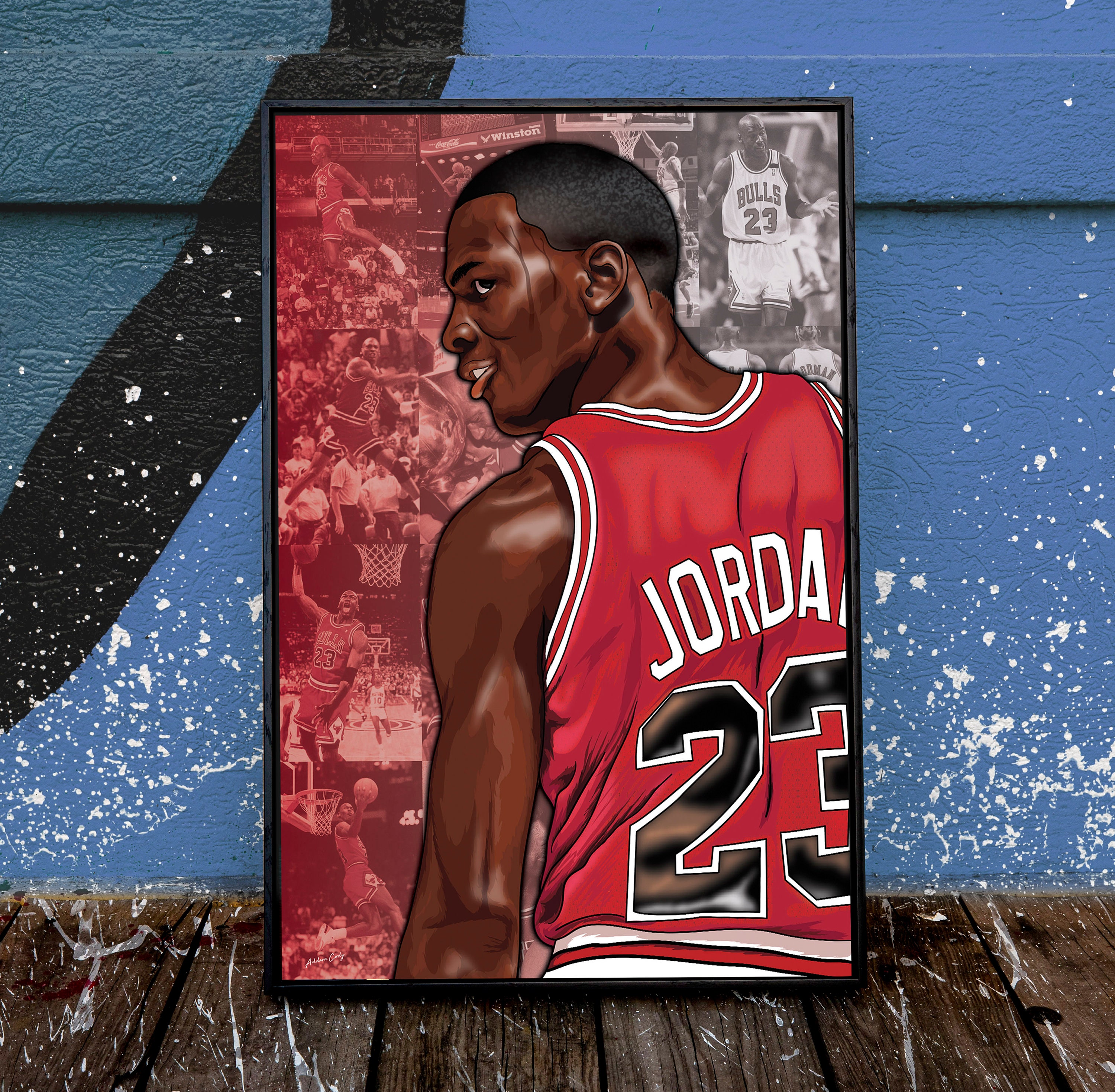 Michael Jordan Art Canvas Framed Canvas Poster Sport NBA Etsy