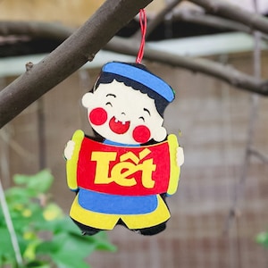 Tết Decoration, Handmade Felt Tree Pendant, Vietnamese New Year Decoration, Vietnamese Lunar New Year,  Tet Gift for Kids, Dung La Tet