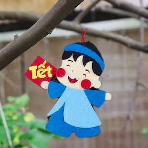 Tết Decoration, Handmade Felt Tree Pendant, Vietnamese New Year Decoration, Vietnamese Lunar New Year,  Tet Gift for Kids, Dung La Tet