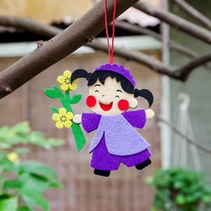 Tết Decoration, Handmade Felt Tree Pendant, Vietnamese New Year Decoration, Vietnamese Lunar New Year,  Tet Gift for Kids, Dung La Tet
