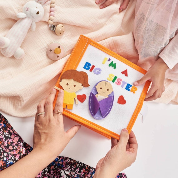 Personalized Big Sister Quiet Book | New Sibling Gift for Toddler | Promoted to Big Sister Gift | New Baby Sibling Toy | Custom Fabric Book