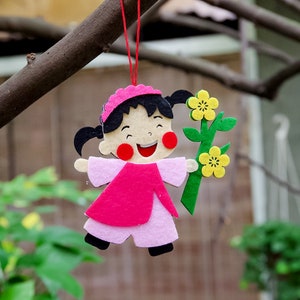 Tết Decoration, Handmade Felt Tree Pendant, Vietnamese New Year Decoration, Vietnamese Lunar New Year,  Tet Gift for Kids, Dung La Tet