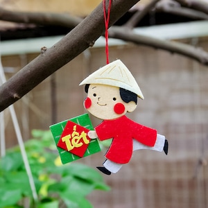 Tết Decoration, Handmade Felt Tree Pendant, Vietnamese New Year Decoration, Vietnamese Lunar New Year,  Tet Gift for Kids, Dung La Tet