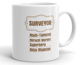 Surveyor Mug Etsy - surveyor multi talented miracle worker superhero ninja magician surveyor birthday gift coffee mug tea cup