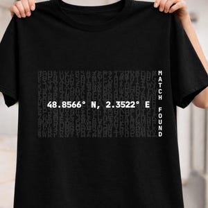 Matrix Style Shirt Match Found, IT Hacker Tee, Hidden Coordinates Design
