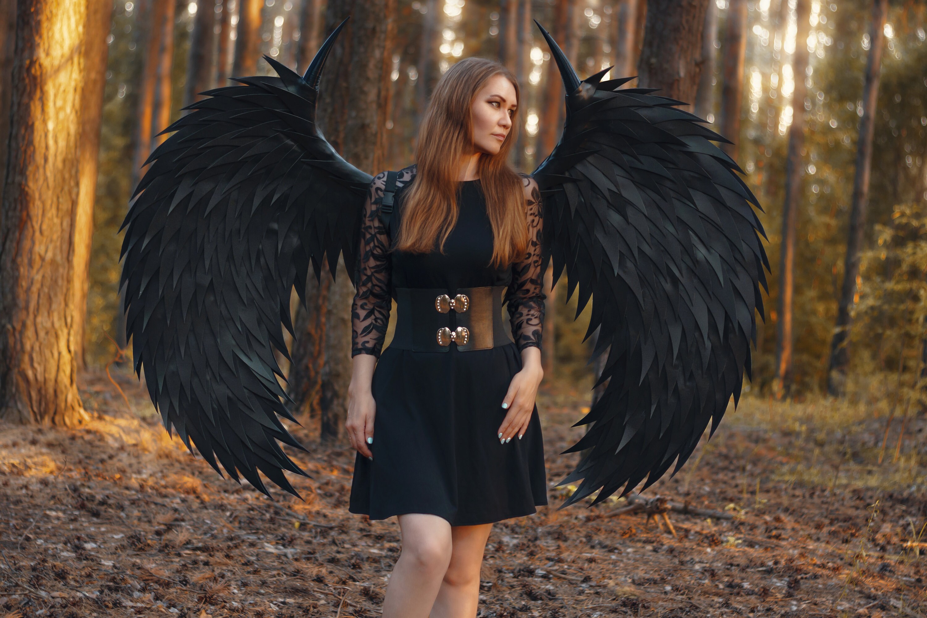 Schwarze Engel Flugel Kostum Gefallen Engel Flugel Cosplay Etsy