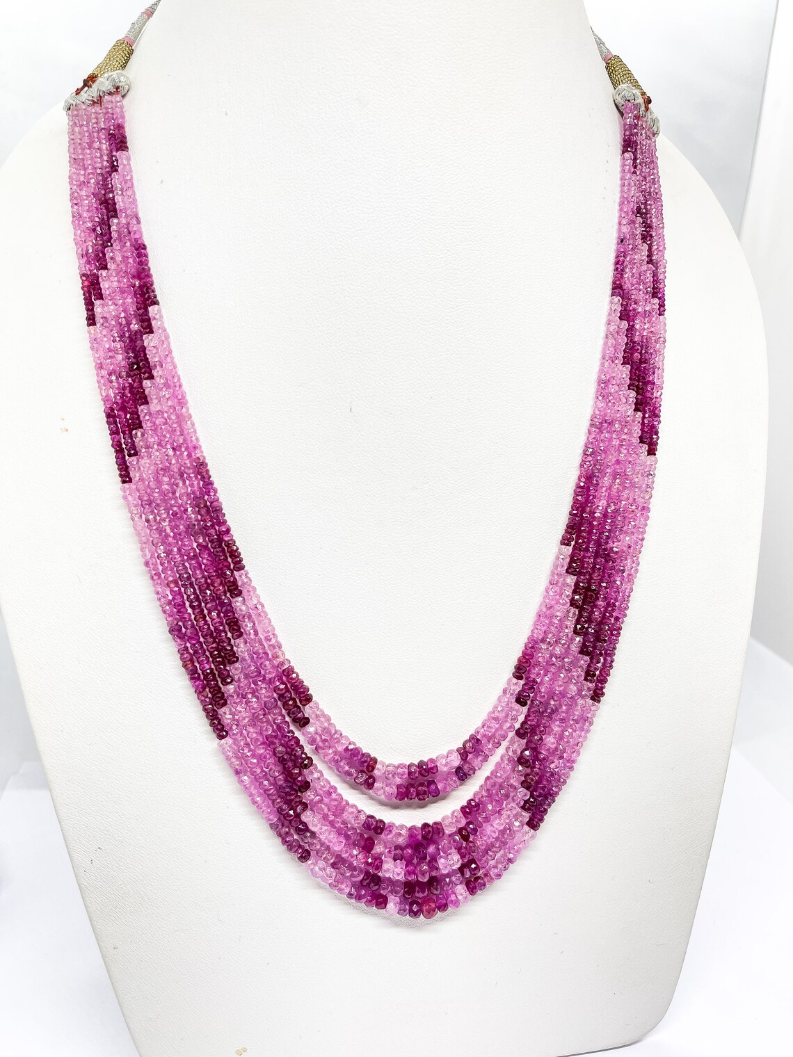 Natural Ruby Necklace Multi Strand Ruby Beaded Necklace For Etsy