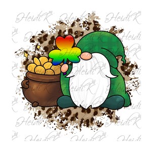 St Patricks Day Gnome Digital Download Sublimation Shirt Design Pot of Gold Rainbow Clover