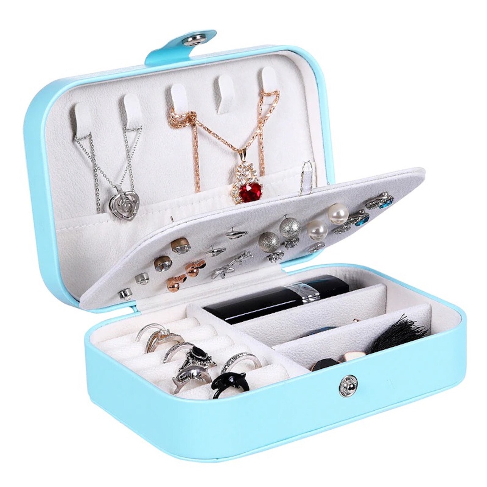 Leather Travel Jewelry Box Retro Blue Jewelry Case Jewelry Etsy