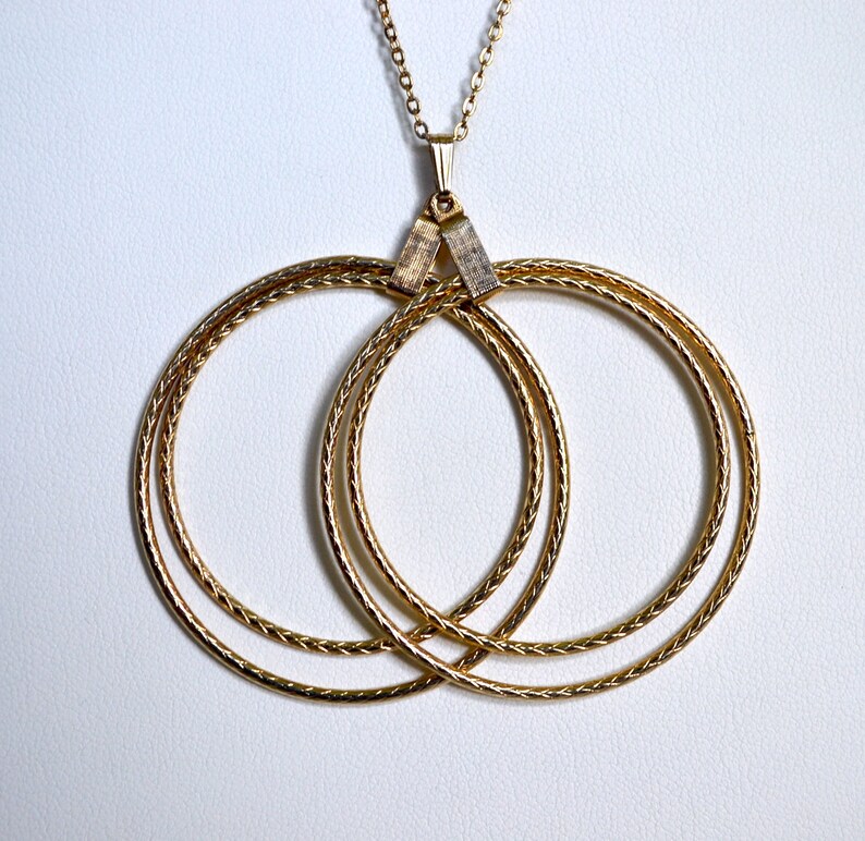 4 Hoop Necklace 1950/'s Gold Hoop Clip On Earrings Wife Gift for Her Sarah Coventry Vintage Earrings and Matching Necklace 2 Piece Set