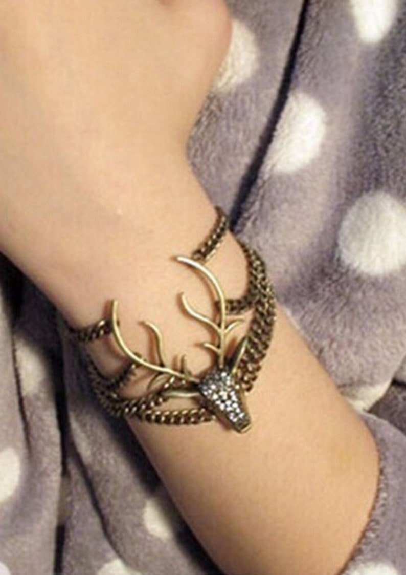 Antler Chain Bracelet Reindeer Bracelet Mother/'s Day Gift Ideas Best Friend Gift Bridesmaid Bracelet Boho