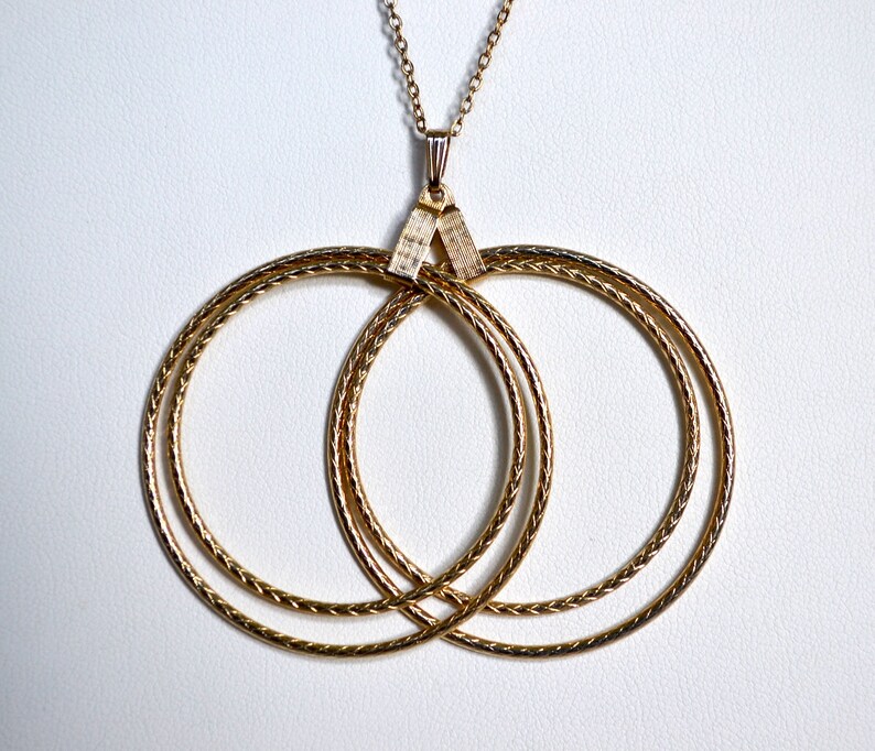 4 Hoop Necklace 1950/'s Gold Hoop Clip On Earrings Wife Gift for Her Sarah Coventry Vintage Earrings and Matching Necklace 2 Piece Set