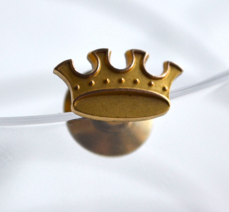 Royal Tie Holder Tie Tack Tiny Gold Crown Tie Pin Antique Pin Gold King Lapel Pin Victorian Collar Pin Suit Brooch Crown Badge