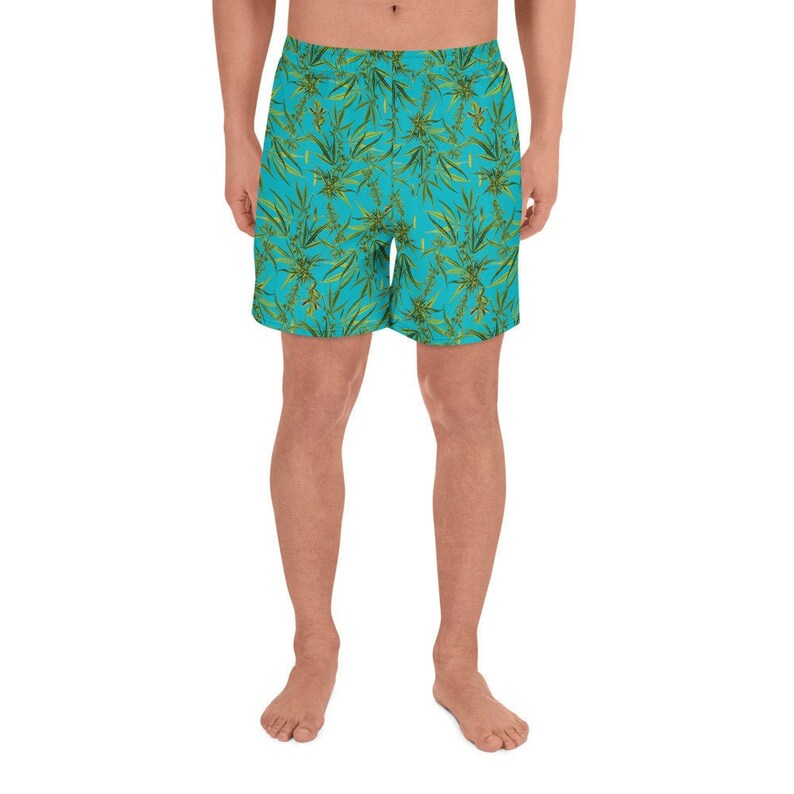 Microfiber Purple Marijuana Leaf Beach Swim Mens Shorts Printed 
