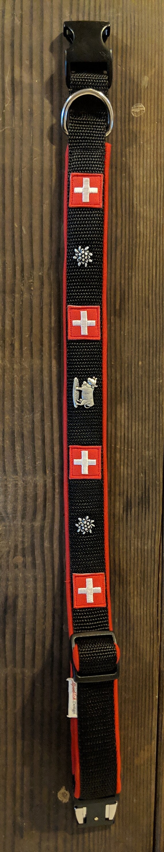 SWISS DOG COLLAR 1 in Red Black Collar With Swiss Cross Etsy UK