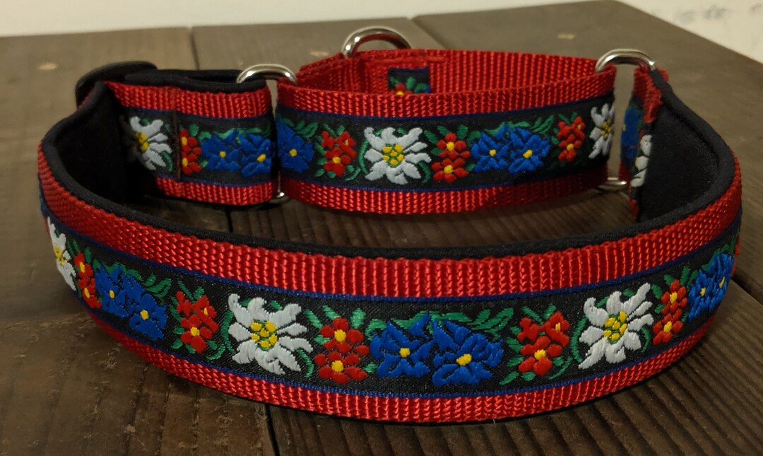 SWISS DOG COLLAR 1.5 In Black Neoprene Red Nylon Black Etsy