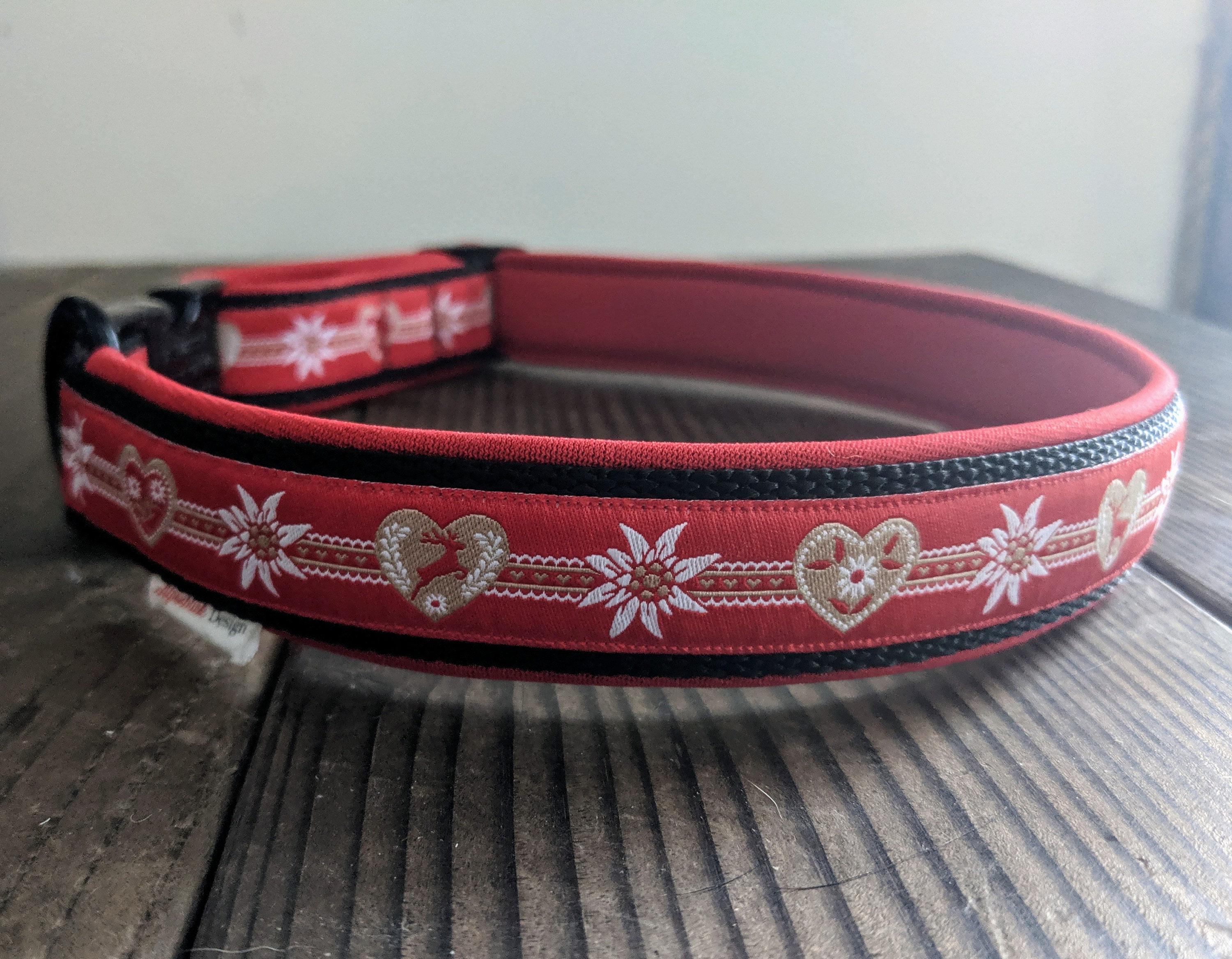 SWISS DOG COLLAR 1 red and black collar with red Etsy