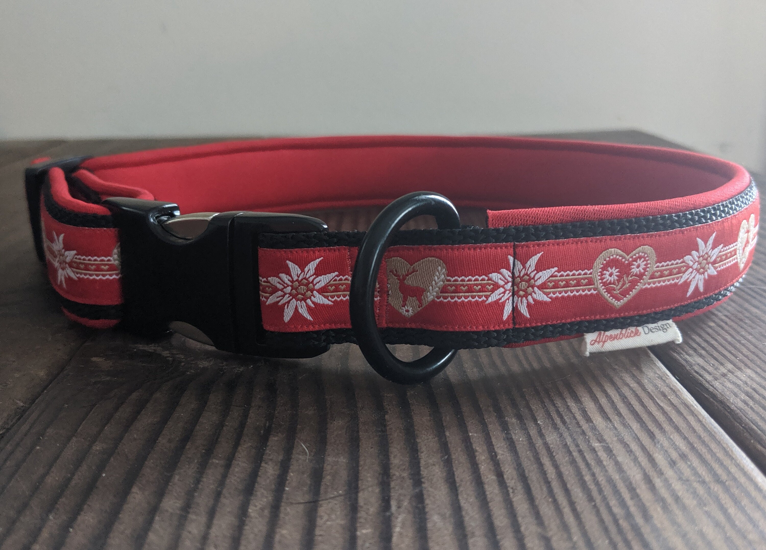 SWISS DOG COLLAR 1 red and black collar with red Etsy