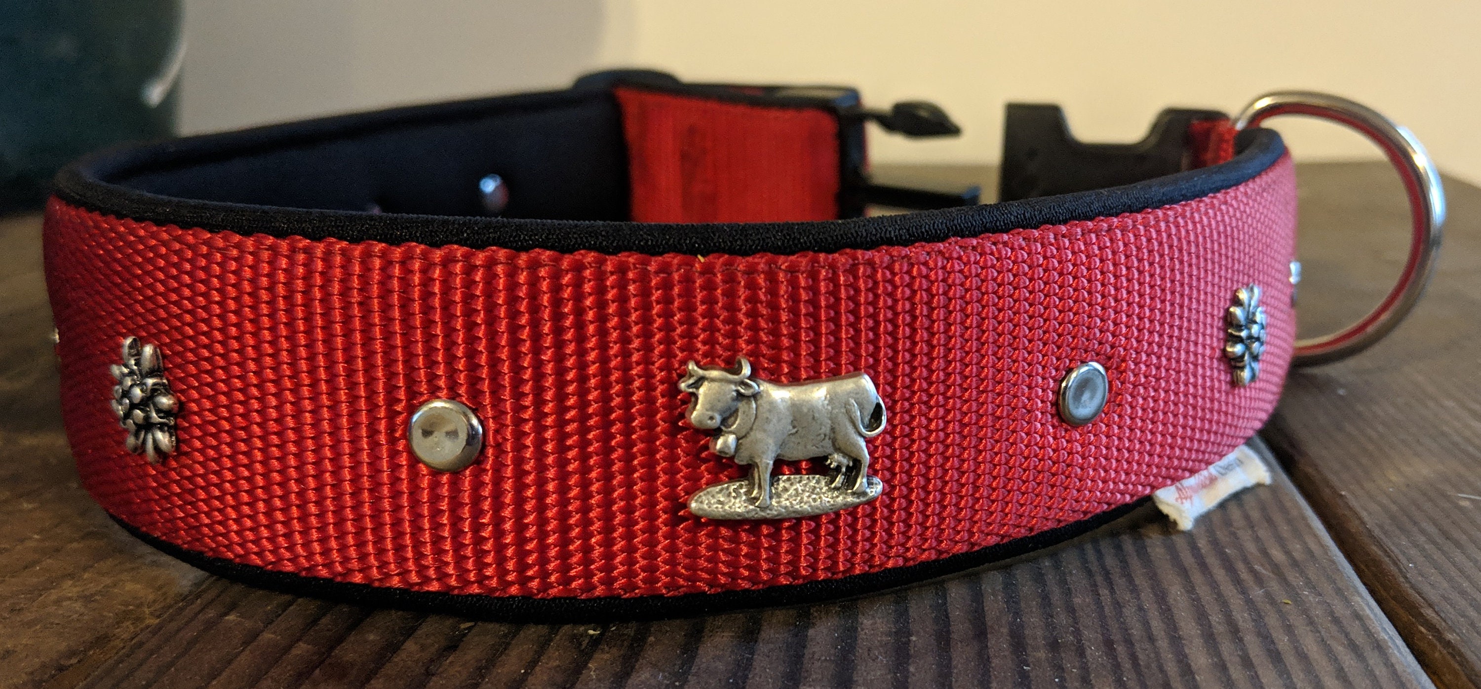 SWISS DOG COLLAR Red Nylon Black Neoprene Collar With Etsy