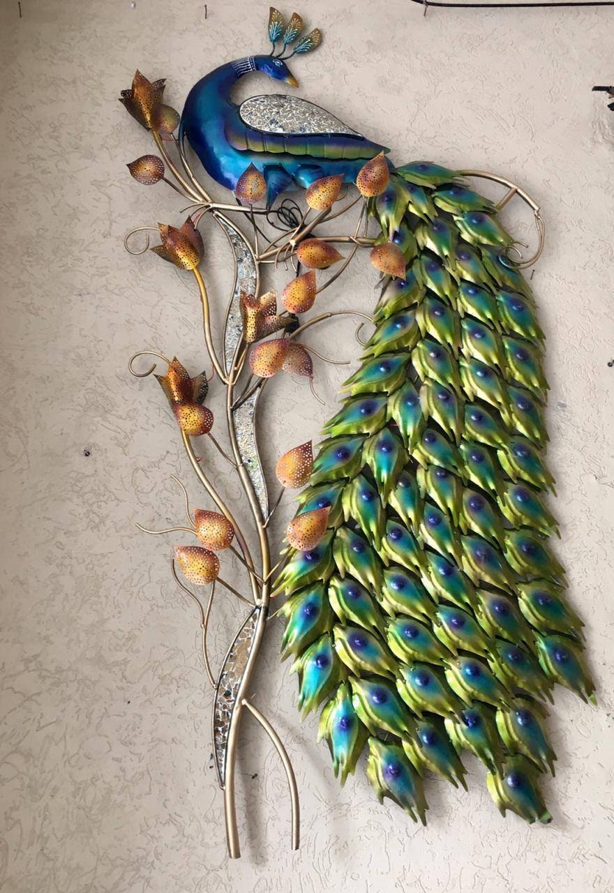 Metal Peacock wall décor with lightning H 72 x 36 B size Etsy