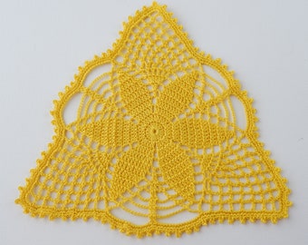 Crochet Doily, Yellow Crochet  Doily, Table Decor, Interior Decor, Tea Decor