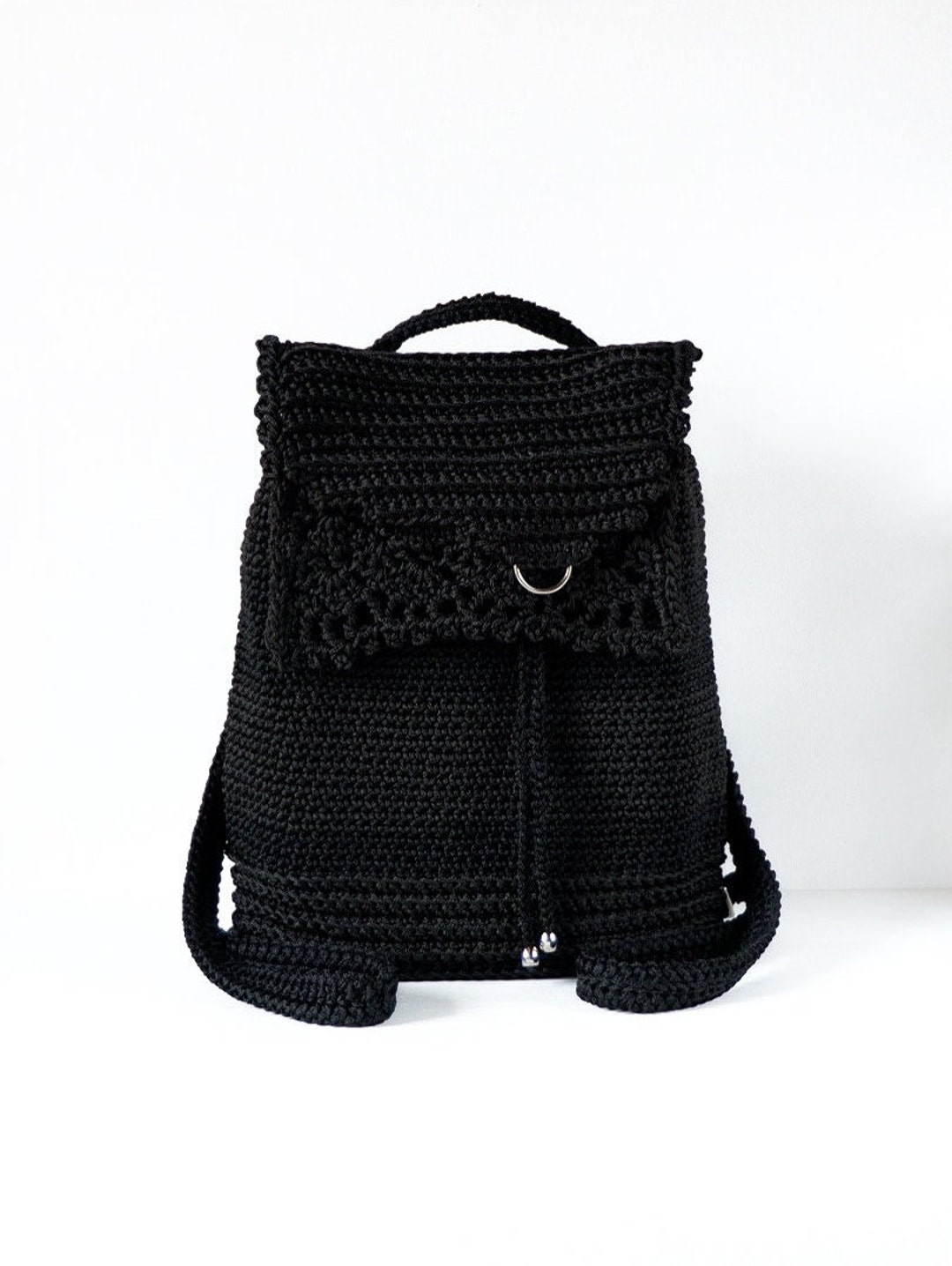 Crochet Backpack Crochet Shoulder Bag Crochet Drawstring Etsy