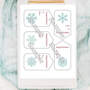 Christmas Gift Tags Printable Holiday Gift Tags SNOWFLAKE digital download PDF image 3