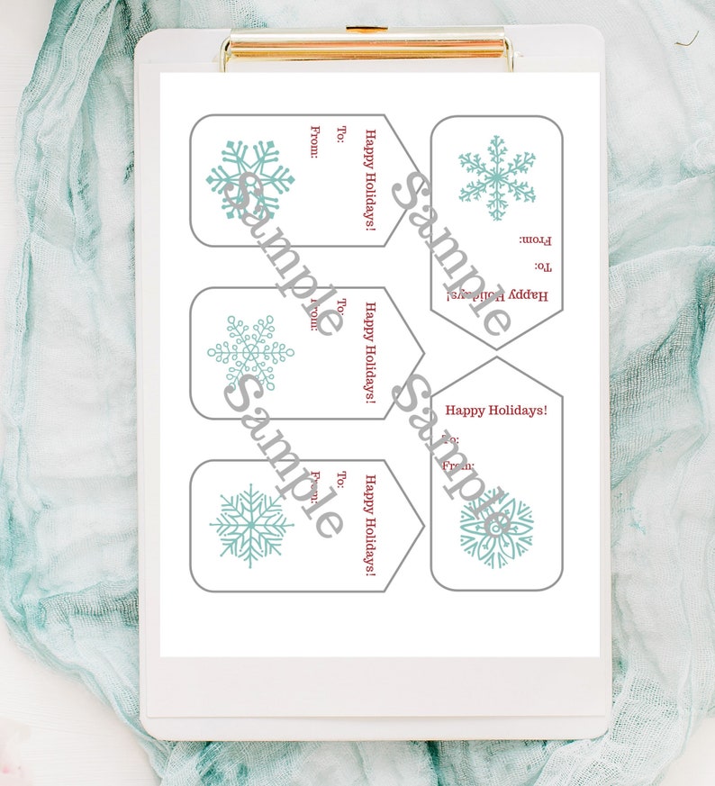 Christmas Gift Tags Printable Holiday Gift Tags SNOWFLAKE digital download PDF image 3