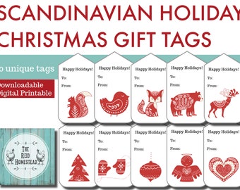 Christmas Gift Tags | Printable Holiday Gift Tags | SCANDINAVIAN | digital download | PDF