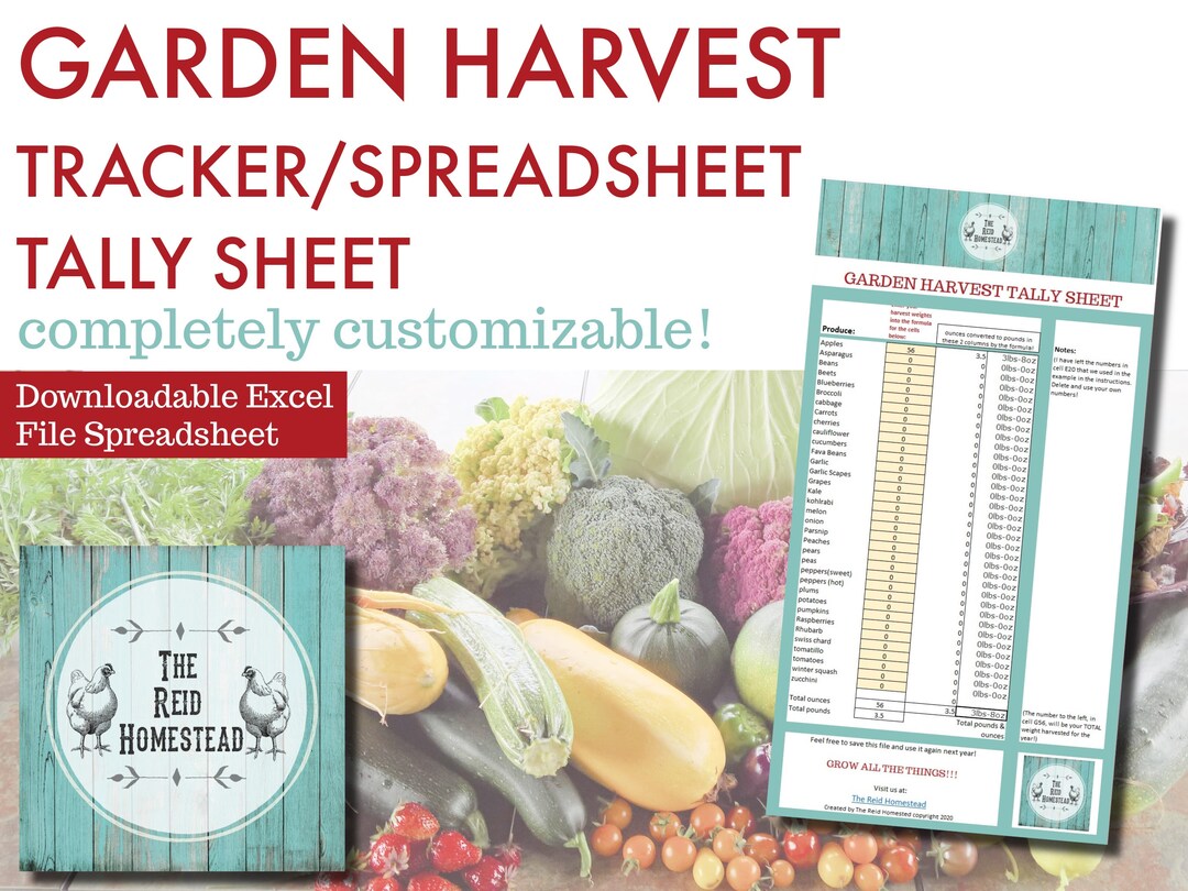 Garden Harvest Tracker Spreadsheet | Vegetable Gardening Log | Tally ... Garden Harvest Tracker Spreadsheet | Vegetable Gardening Log | Tally ...