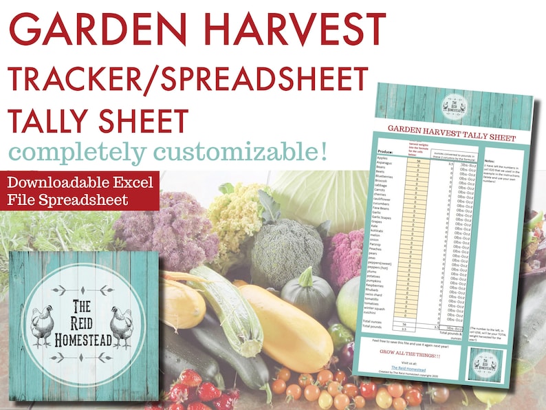 Garden Harvest Tracker Spreadsheet  Vegetable Gardening Log  image 1