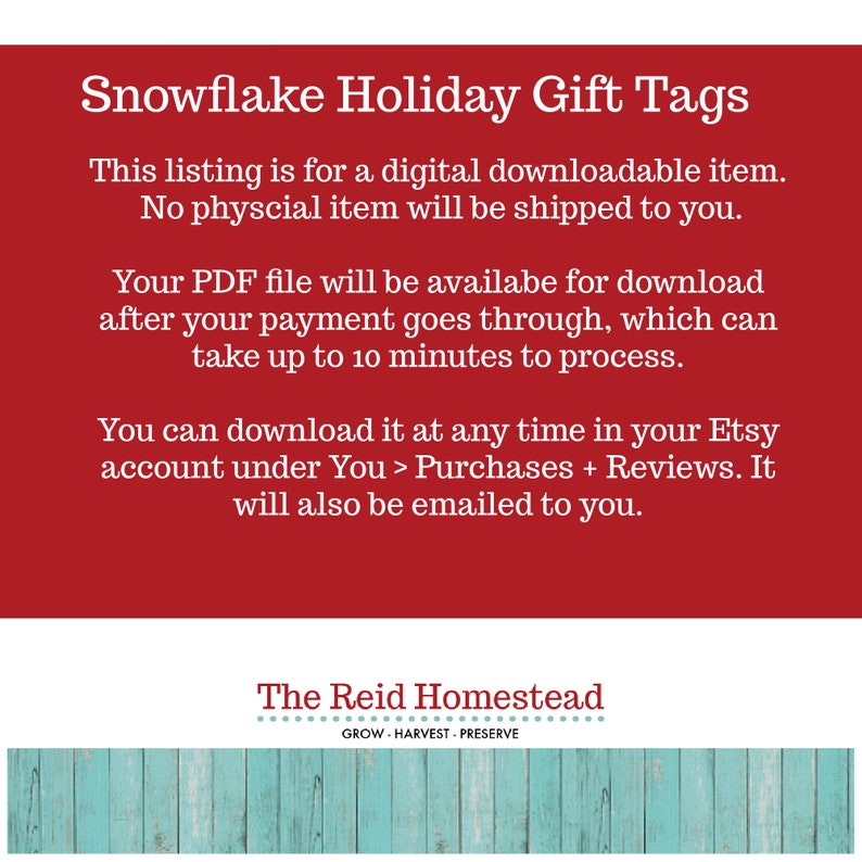 Christmas Gift Tags Printable Holiday Gift Tags SNOWFLAKE digital download PDF image 6