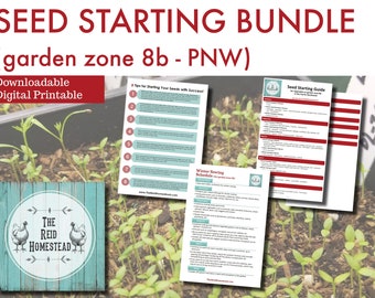 Seed Starting Guide Printable Bundle | Tips and Calendar for Starting Seeds | Winter Sowing Schedule | Digital Download