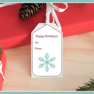 Christmas Gift Tags Printable Holiday Gift Tags SNOWFLAKE digital download PDF image 2