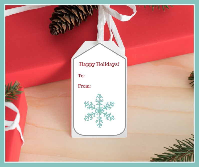 Christmas Gift Tags Printable Holiday Gift Tags SNOWFLAKE digital download PDF image 2