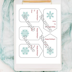 Christmas Gift Tags Printable Holiday Gift Tags SNOWFLAKE digital download PDF image 4