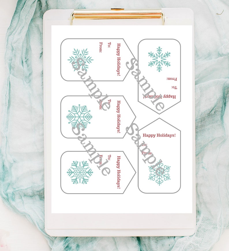 Christmas Gift Tags Printable Holiday Gift Tags SNOWFLAKE digital download PDF image 4