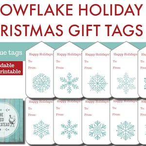 Christmas Gift Tags Printable Holiday Gift Tags SNOWFLAKE digital download PDF image 1