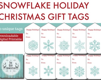 Christmas Gift Tags | Printable Holiday Gift Tags | SNOWFLAKE | digital download | PDF