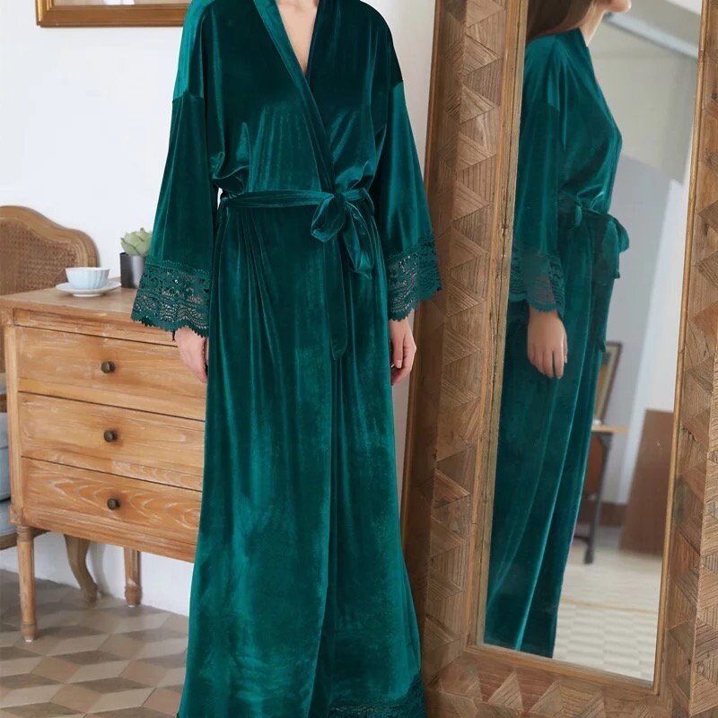 Emerald green velvet robe Clearance