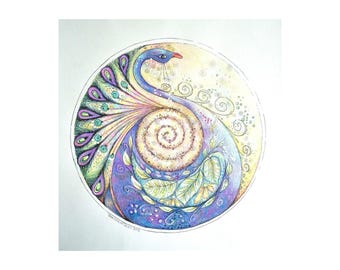 Cuadro pequeño original, enmarcado: "Déjate llevar", 30x30cm, dibujado de forma intuitiva.