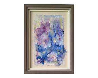 Origineel schilderijtje: "Voorbij de sluiers 3" ingelijst 23x32CM, intuïtief en drager van helende energie